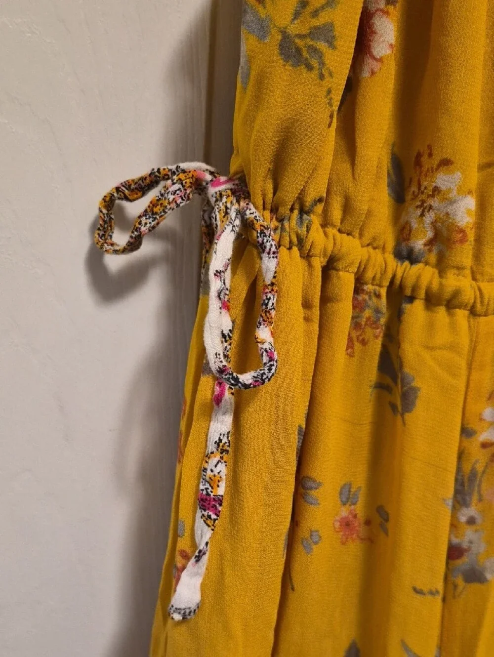 Free People Yellow Floral Halter Jumpsuit